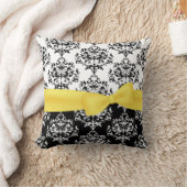 シックなブラック&ホワイトのダマスクデコレーター枕 クッション (ブランケット)