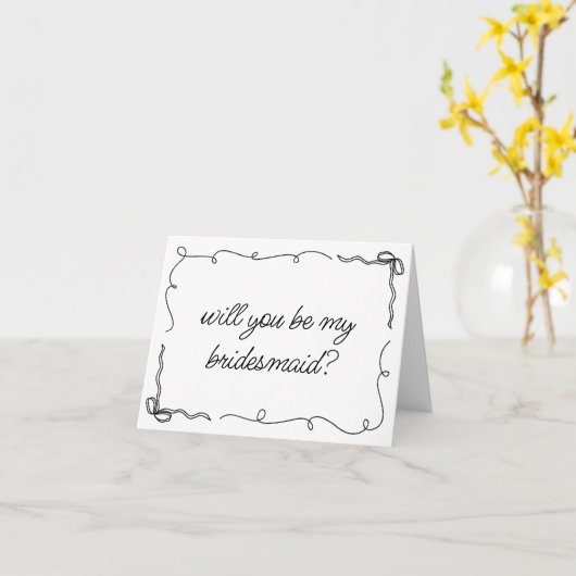 シックなブラック&ホワイトのボウのブ描リーデスメイド提案 カード (黄色い花)