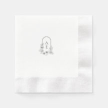 シックなブラック&ホワイトクレストモノグラム結婚ズナプキン