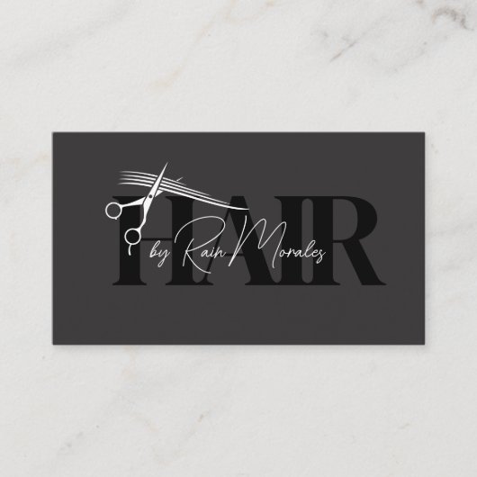 シックなブラック/ホワイトシザーズヘアスタイリストミニマリスト 名刺 (正面)