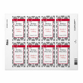 シックなブラック&ホワイトダマスクウェディングワインラベル ラベル (フルシート)