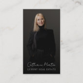 シックなブラック&ホワイトフォトラグジュアリー実在エテート 名刺 (正面)