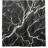 シックなブラック&ホワイト大理石ルックグラマー シャワーカーテン (正面)