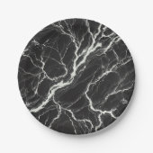 シックなブラック&ホワイト大理石ルックグラマー ペーパープレート (正面)