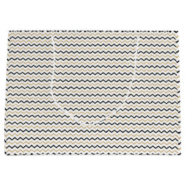 シックなブラック、ホワイト&金ゴールドシェブロン抱き枕 ラージペーパーバッグ