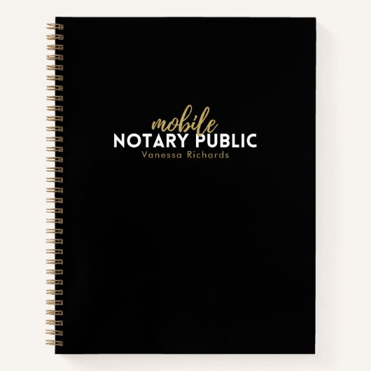 シックなブラック&金ゴールドオフィスモバイル公証名 ノートブック (正面)