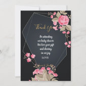 シックなブラック&金ゴールドジオメトリック感謝していフレームあなた 招待状 (正面)