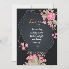 シックなブラック&金ゴールドジオメトリック感謝していフレームあなた 招待状