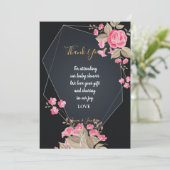 シックなブラック&金ゴールドジオメトリック感謝していフレームあなた 招待状 (スタンド正面)