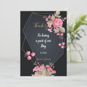 シックなブラック&金ゴールドジオメトリック感謝していフレームあなた 招待状 (スタンド正面)