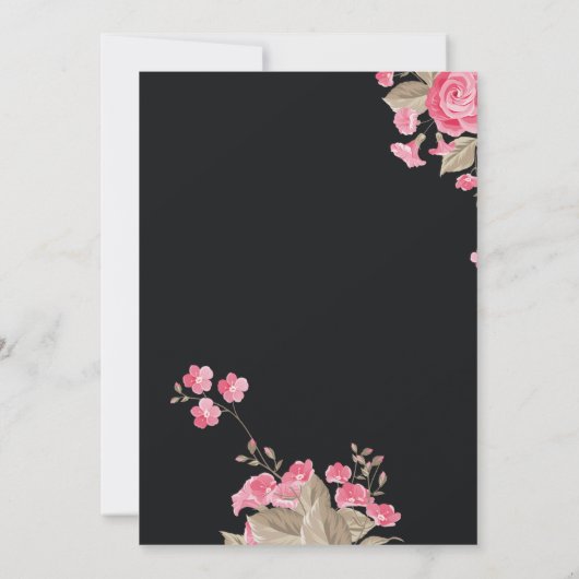 シックなブラック&金ゴールドジオメトリック感謝していフレームあなた 招待状 (裏面)