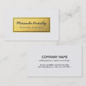 シックなブラック&金ゴールドフェイクゴールドフォイル幾何学模様 名刺 (正面/裏面)