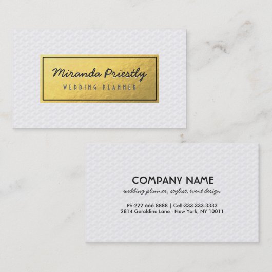 シックなブラック&金ゴールドフェイクゴールドフォイル幾何学模様 名刺 (正面/裏面)