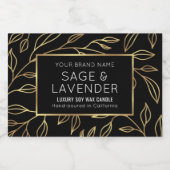 シックなブラック&金ゴールドフローラ防水製品ラベル フードラベル (シングルラベル)