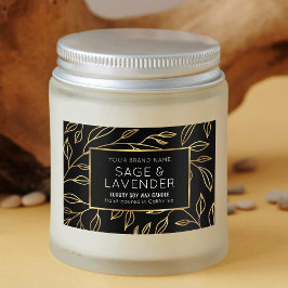 シックなブラック&金ゴールドフローラ防水製品ラベル フードラベル