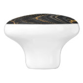 シックなブラック&金ゴールドメタリックマーブルルックグラマー セラミックノブ (側面)