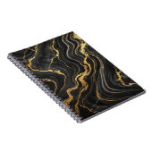 シックなブラック&金ゴールドメタリックマーブルルックグラマー ノートブック (右側)