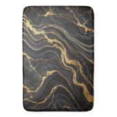 シックなブラック&金ゴールドメタリックマーブルルックグラマー バスマット (正面縦)