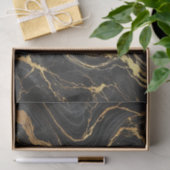 シックなブラック&金ゴールドメタリックマーブルルックグラマー 薄葉紙 (ギフト)