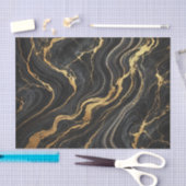 シックなブラック&金ゴールドメタリックマーブルルックグラマー 薄葉紙 (クラフト)