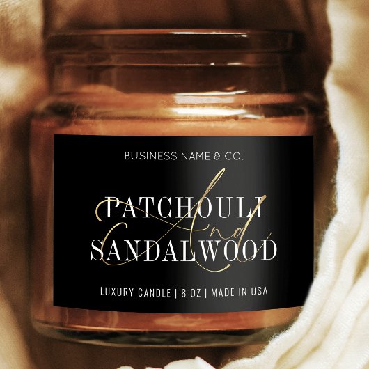 シックなブラック&金ゴールドモダンキャンドルジャー製品ラベル フードラベル