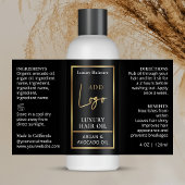 シックなブラック&金ゴールドロゴ4 OZコスメティックボトルラベル 長方形シール