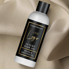 シックなブラック&金ゴールドロゴ4 OZコスメティックボトルラベル 長方形シール