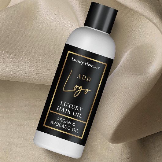 シックなブラック&金ゴールドロゴ4 OZコスメティックボトルラベル 長方形シール