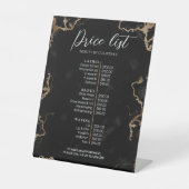 シックなブラック&金ゴールド大理石まぶしサロン価格表 台座サイン (正面)