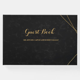 シックなブラック&金ゴールド幾何学模様のゲスト ゲストブック
