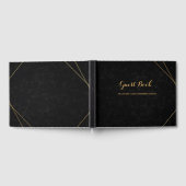 シックなブラック&金ゴールド幾何学模様のゲスト ゲストブック (全面)