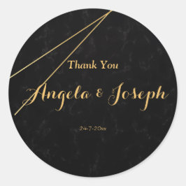 シックなブラック&金ゴールド幾何学模様ステッカー ラウンドシール