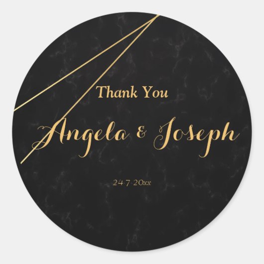 シックなブラック&金ゴールド幾何学模様ステッカー ラウンドシール (正面)