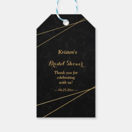 シックなブラック&金ゴールド幾何学模様ブライダルシャワー ギフトタグ