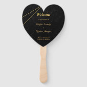 シックなブラック&金ゴールド幾何学模様結婚式 プログラム ハンドファン (正面)