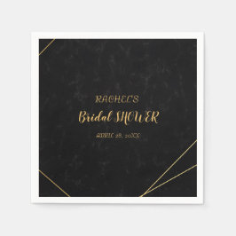 シックなブラック&金ゴールド幾何学模様 スタンダードカクテルナプキン