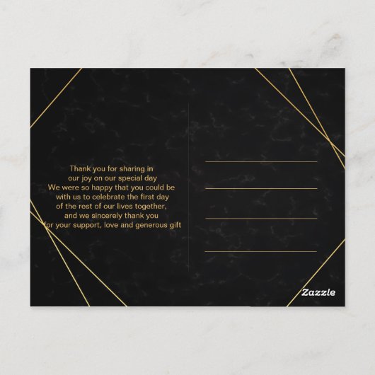 シックなブラック&金ゴールド幾何学模様 ポストカード (裏面)