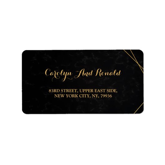 シックなブラック&金ゴールド幾何学模様 ラベル (正面)