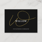 シックなブラック&金ゴールド書道スクリプトQRコード 名刺 (正面)