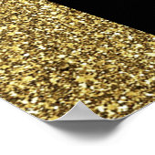 シックなブラック&金ゴールド結婚のウェルカムポスター ポスター (角)