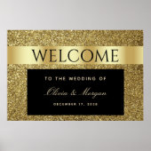 シックなブラック&金ゴールド結婚のウェルカムポスター ポスター (正面)
