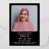 シックなブラック&金ゴールド10フォトバースデーパーティー 箔招待状 (裏面)