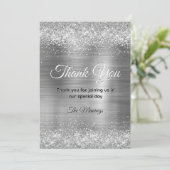 シックなブラッシュメタルフェイクシルバーグリッター感謝していユー カード (スタンド正面)