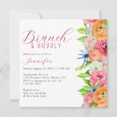 シックなブランチ&バブリーフローラブライダルシャワー 招待状 (正面)