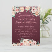 シックなブルガンディレッドウォーターカラーフローラウェディングシャワー 招待状 (スタンド正面)