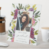 シックなブルガンディーイエローピンクフローラ写真卒業 台座サイン (インサイチュ)