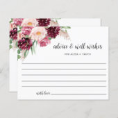 シックなブルガンディーピンク赤面アドバイス、ウェルウィッシュカード (正面/裏面)