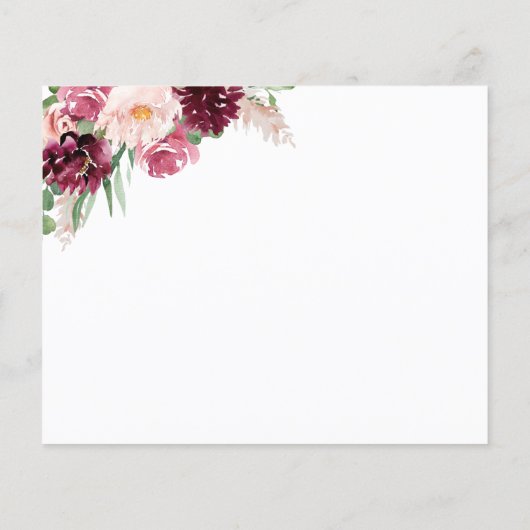 シックなブルガンディーピンク赤面アドバイス、ウェルウィッシュカード (裏面)