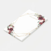 シックなブルガンディーレッド赤面ピンクフローラ金ゴールド幾何学的 ポストイット (アングル)