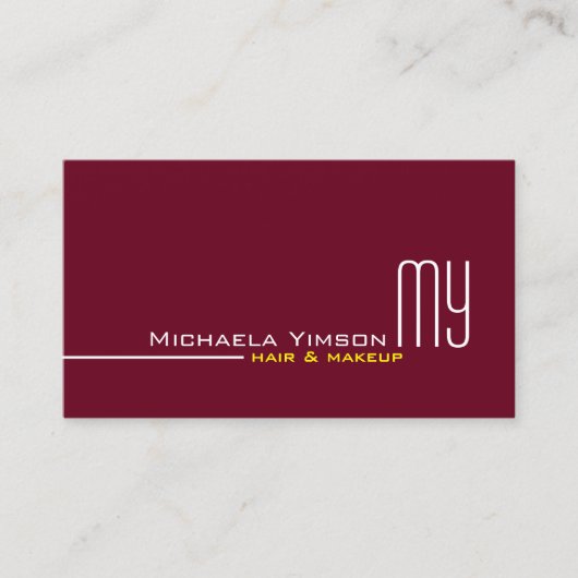 シックなブルゴーニュとホワイトモノグラムプロフェッショナル 名刺 (正面)